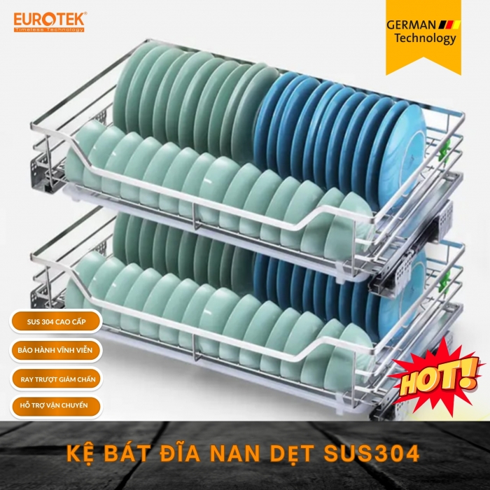 Kệ bát đĩa nan dẹt SUS304 600 Eurotek