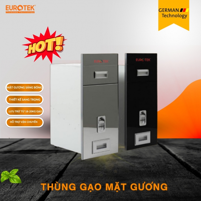 Thùng gạo mặt gương Eurotek