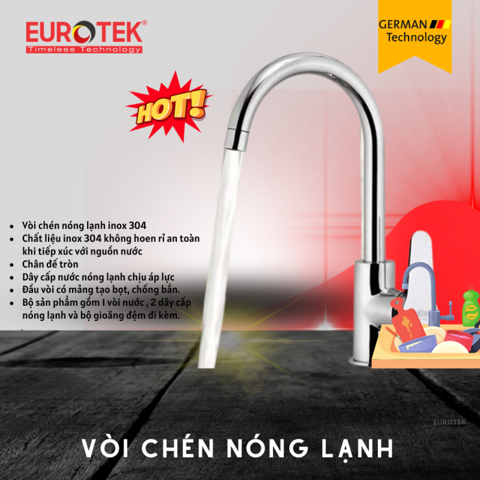 Vòi chén nóng lạnh VNL EU402 Eurotek