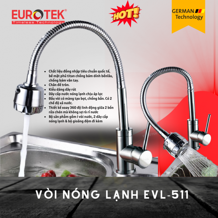 Vòi Chén Lạnh EVL-511 Eurotek