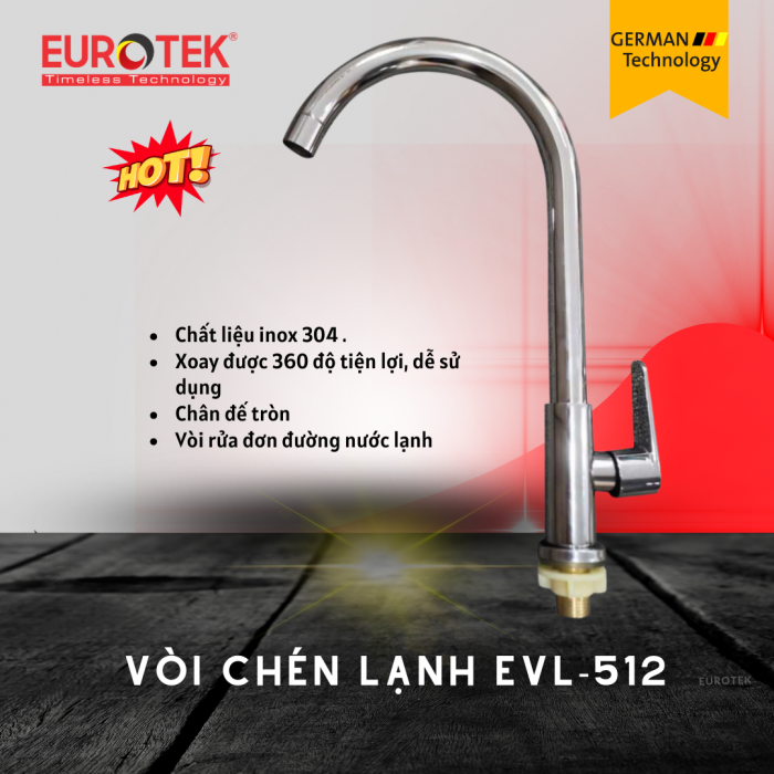 Vòi Chén Lạnh EVL-512 Eurotek