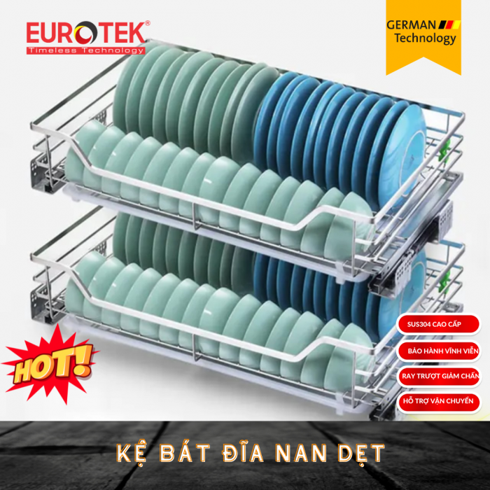 Kệ bát đĩa nan dẹt SUS304 600 Eurotek