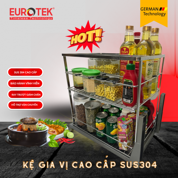 Kệ gia vị cao cấp SUS304 350 Eurotek