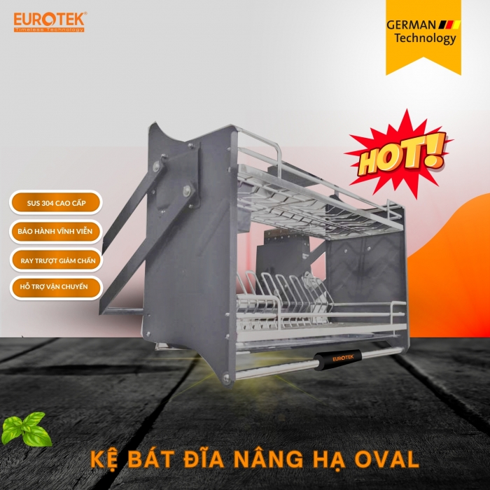 Kệ bát đĩa nâng hạ OVAL ENO800TX Eurotek