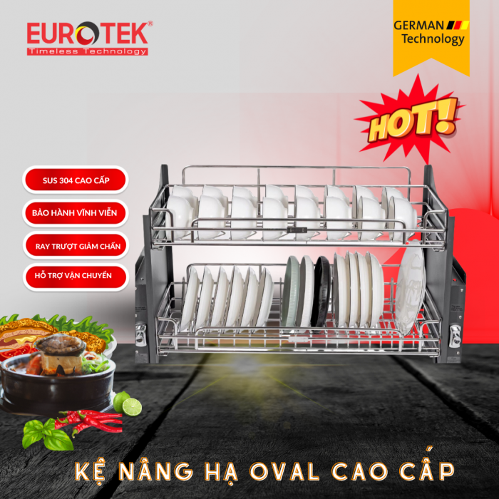 Kệ bát đĩa nâng hạ OVAL ENO700TX Eurotek