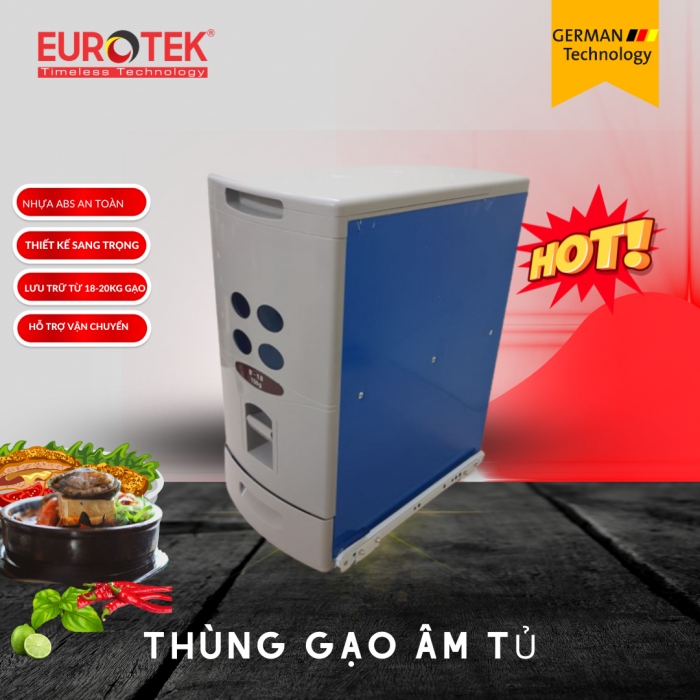 Thùng đựng gạo âm tủ Eurotek