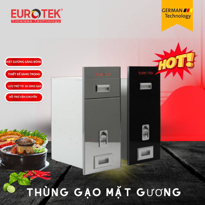 Thùng gạo mặt gương Eurotek