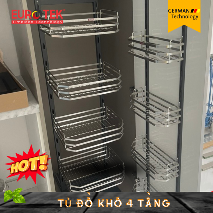 Tủ Đồ Khô 4 Tầng Nan Dẹt SUS 304 Eurotek